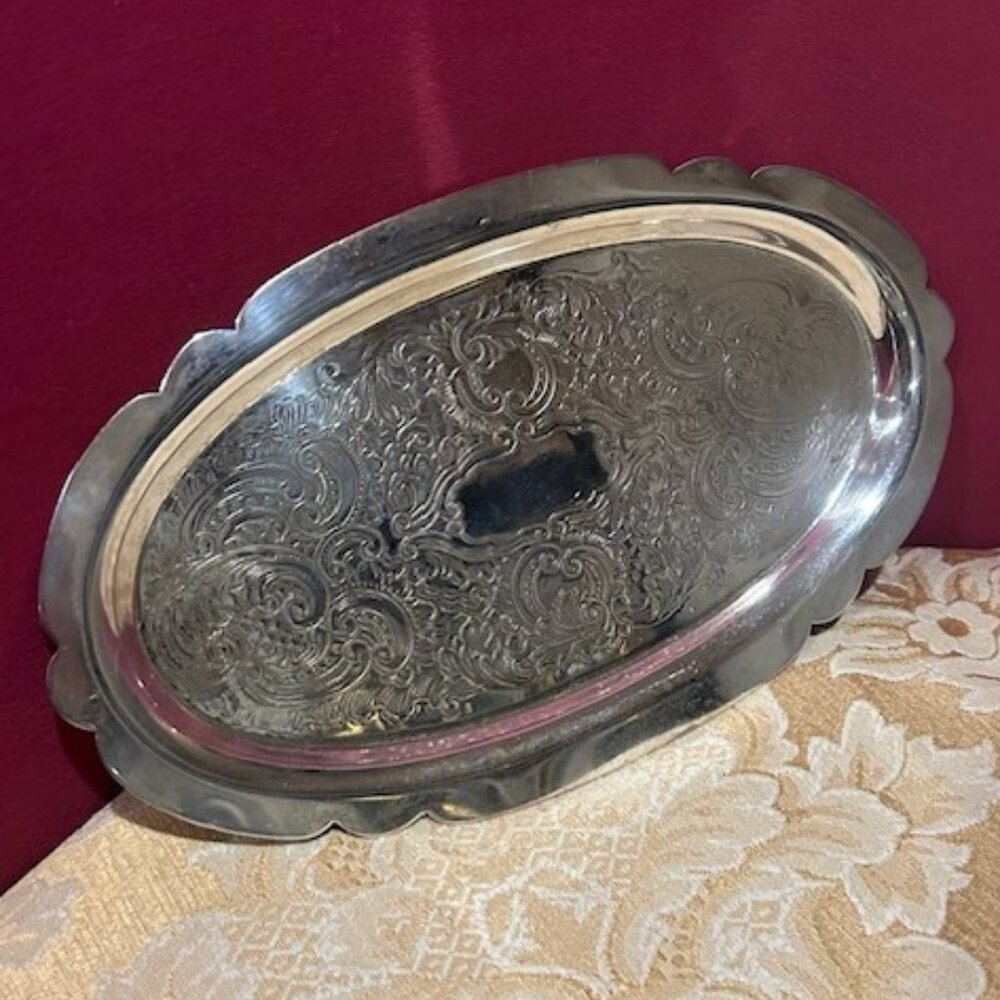 SHERIDAN Silver On Copper Small Oval Tray